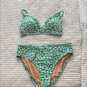 Green Floral Bikini Set
